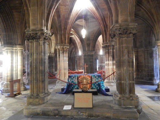Crypt.  Tomb of St. Mungo, Nurses Chapel beyond.